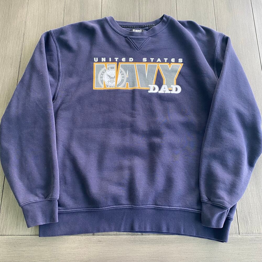 Big Cotton U.S. Navy Dad Sweatshirt • XL • Navy Blue • Cotton Blend